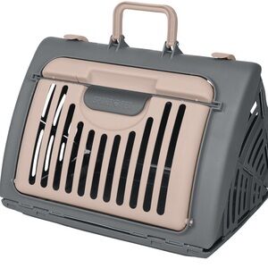 Petmate Two-Tone foldable Pet Carrier 10lbs or less. Easy travel.
